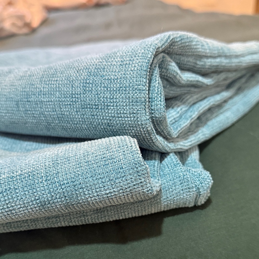 2 Textured Turquoise Fabric Chenille DecorativePillow cases covers 24x24 inch